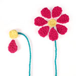 photo of flat knitted flowers