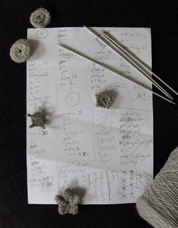 first attempts at knitting crinoid sections