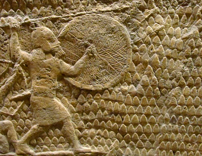detail from a sculpted assyrian panel