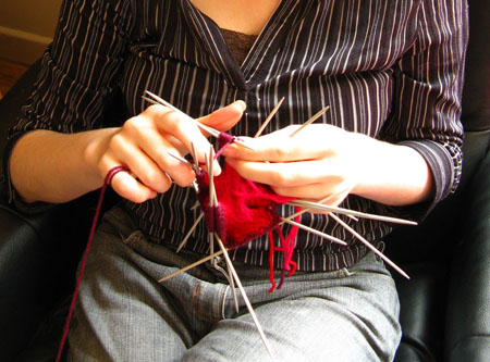 lots of needles knitting