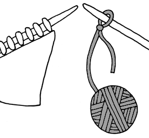 Diagram showing the position of the knitting on the needles.