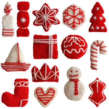 the decorations included in this set of knitting patterns