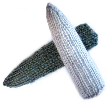 set of two knitted belemnites