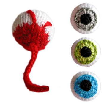 soft and squidgy knitted eyeballs