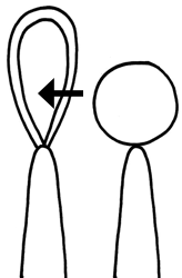 Diagram showing how ball and loop fastening should look when complete.