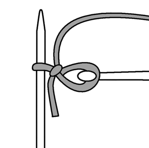 Diagram showing first stich of the cast-on