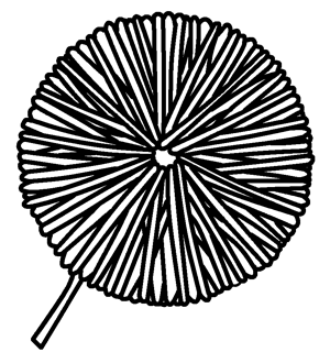 Diagram showing template completely wrapped in yarn.