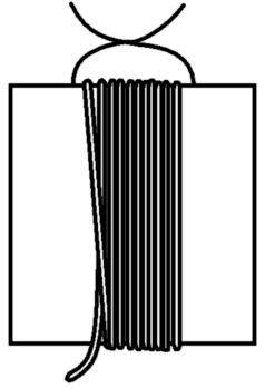 Diagram showing template completely wrapped in yarn.