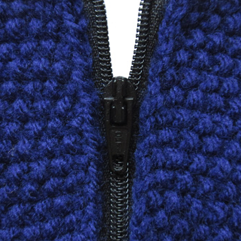 a zip attached to knitting