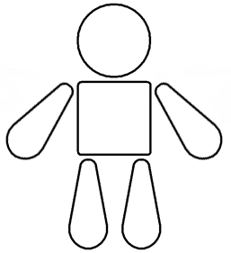 Diagram showing how the pieces of the doll are arranged.